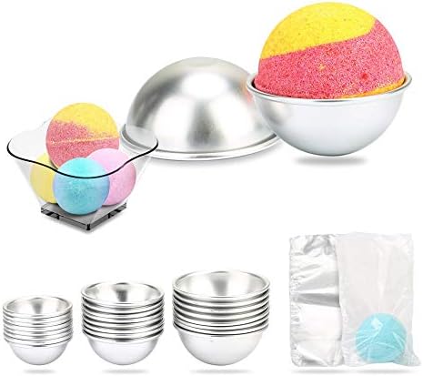 Bath Bomb Mold 24 pcs, Kitchen Supply DIY Bath Bomb Kits Baking Mold Poutine Baking Mould with Light Hemisphere Shape