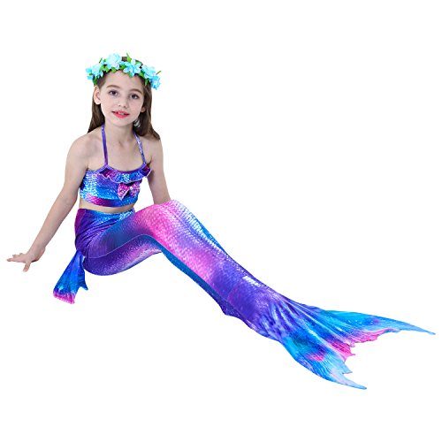 Kokowaii Fancy Girl's Swimming Mermaid Tail Mermaid Swimsuits with Monofin - Thumbnail 4