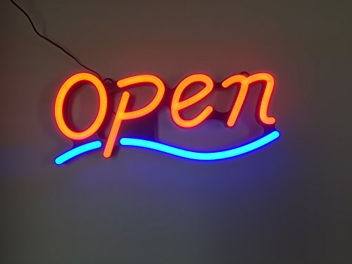 LED Neon Open Sign - Wavy Line Shape Blinking Option 9"x22" Size with Remote Control,Neon Sign Open,Business Open Sign Advertisement Board Electric Display Sign