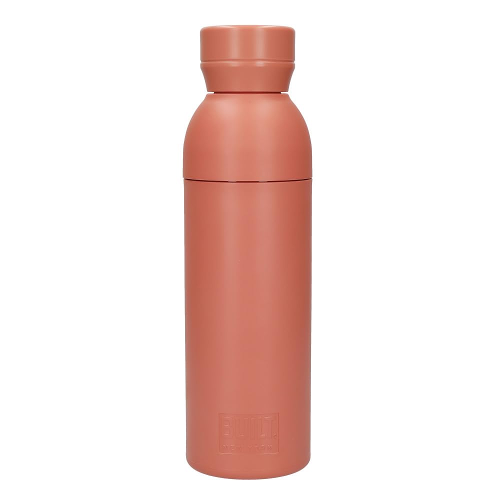Built Planet Bottle, Eco Friendly Recycled Water Bottle Made from Approx. 15 Plastic Bottles, Leakproof, Reusable and BPA Free, Coral Pink, 500ml