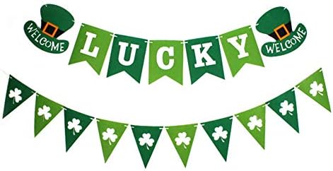 JINSEY Felt Shamrock Clover Garland Banner for St. Patrick's Day Decorations Irish Day Party Supplies Home Mantel Decor