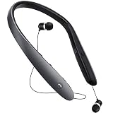 Bluetooth Headphones,Retractable Earbuds Neckband Foldable,Neck Wireless Bluetooth Headset Sweatproof Sports Noise Cancelling Microphone HD Stereo,Voice Command Assistant-Titanium Black