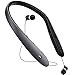 Bluetooth Headphones,Retractable Earbuds Neckband Foldable,Neck Wireless Bluetooth Headset Sweatproof Sports Noise Cancelling Microphone HD Stereo ,Voice Command Assistant-Titanium Black