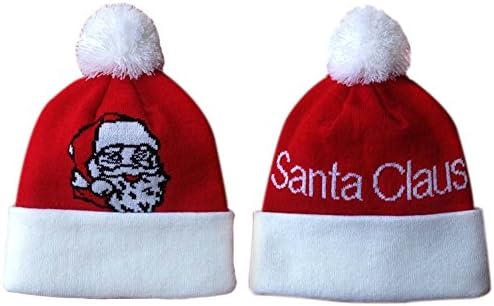 Christmas Santa Claus Warm Knit Beanie Ski Snowboard Hat With Pom Pom Red/White (santa claus)
