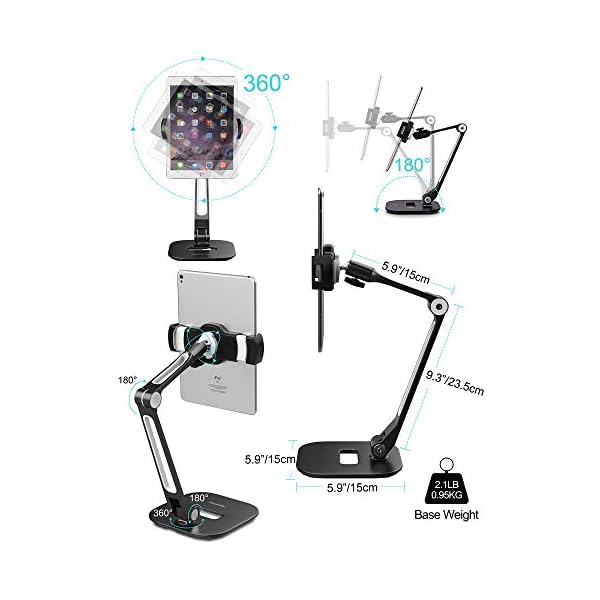 AboveTEK Tablet Ständer Höhenverstellbar Tablet Halterung Tisch, iPad Ständer Schwarz für iPad Mini Air, iPhone, Samsung Galaxy，Geeignet für Handys und Tablets von 4-11 Zoll – Bild 6