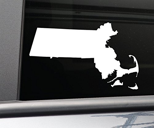 Massachusetts Vinyl Decal Laptop Car Truck Bumper Window Sticker, 6.5" x 4", White