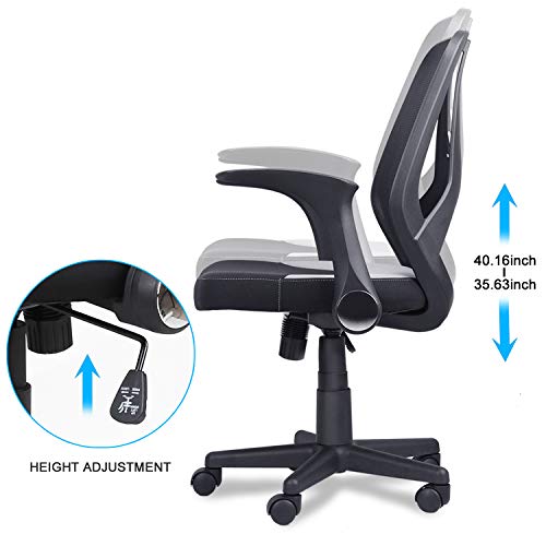 mysuntown Mid-Back Office Mesh Chair,Task Chair with Adjustable Height & Flip-Up Armrests, Executive Swivel Chair, Black