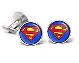 Classic Superman Cufflinks, Man of Steel Tie Clip Tack, Justice League Jewelry Cuff Links, Superhero Wedding Party Jewelry