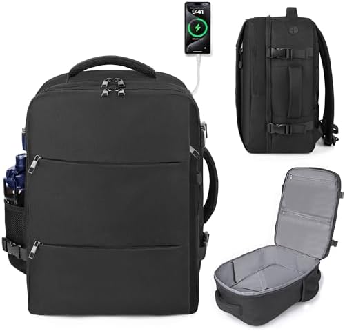 Amazon.com | ECOHUB 17'' Small Travel Backpack, United Airlines Personal Item Bag 16.7"x10"x8" with 13 Pockets Carry on Backpack with USB Port Luggage Sleeve Travel Essentials for Men Women Water Resistant, Black | Amazon.com | ECOHUB 17'' Small Travel Backpack, United Airlines Personal Item Bag 16.7"x10"x8" with 13 Pockets Carry on Backpack with USB Port Luggage Sleeve Travel Essentials for Men Women Water Resistant, Black |