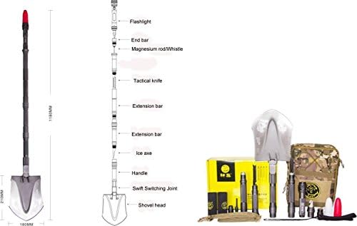 Military Shovel Multi Functional Survival Folding Shovel for Camping Hiking Backpacking Gardening Army Entrenching Tool Trench Shovel Survival Steel Spade Survival and Protection Equipment