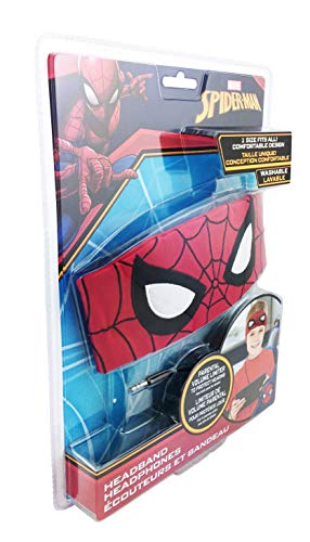 Spiderman-Kids-Headband-Headphones-Volume-Limiting-Switch-Thin-Speakers-Comfortable-Soft-Cotton-Headband-Perfect-for-Childrens-Earphones-for-School-Home-and-Travel-Standard-Packaging