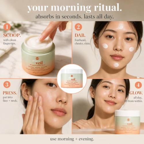 elducia Korean Red Ginseng Collagen Day & Night Cream, Face Moisturizer for Women with 2% Niacinamide, 5-Peptide Complex & Hyaluronic Acid, Brightening, Firming, Hydrating, Glass Skin Renewal Cream, 100ml