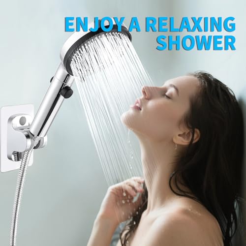LETOUR Stainless Steel Handheld Shower Head Set, 5.12in, 3 Spray Settings Wall-Mounted ABS Chrome Finish with Silicone Nozzles – Ideal for Hotels & Home Bathrooms