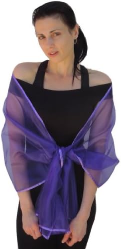 Sheer Royal Purple Organza Evening Wrap Shawl: Available in Single or 6 Packs