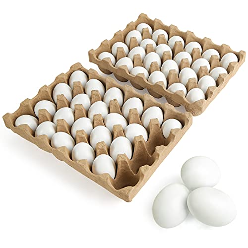 SallyFashion 48 Pcs White Wooden Eggs Fake Eggs Easter Eggs for