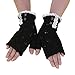 Sunward New Womens Lace Knitted Fingerless Gloves Arm Warmer Thumb Hole Mittens (Black button)