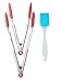 Premium 9½ and 12-Inch Stainless Steel Tongs Set With Silicone Handle & Ends + Bonus Silicone Brush - KitchenInstrument Brand