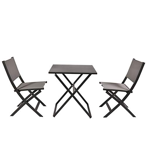 Garden Art Gartenmöbel 3er Set Premium Line, 2 Stück Gartenstühle alu mit 1 Stück Gartentisch klappbar Metall…