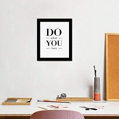WALPLUS COM-CP030M Do What You Love Art Canvas Printing with FR030 Black Photo Frame, Vinyl, Multi-Colour, 40 x 30 x 2 cm
