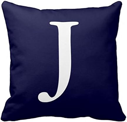 Navy Blue White Monogrammed J Throw 18*18 pillow Case