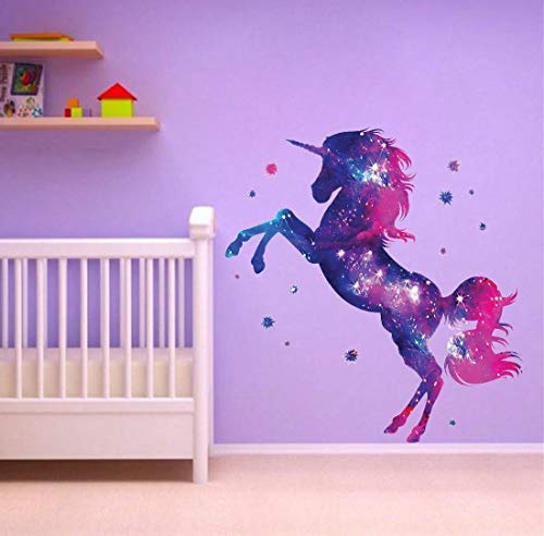 Stars Unicorn Wall Sticker Fantasy Girls Bedroom Wall Art Cute Nursary Decal