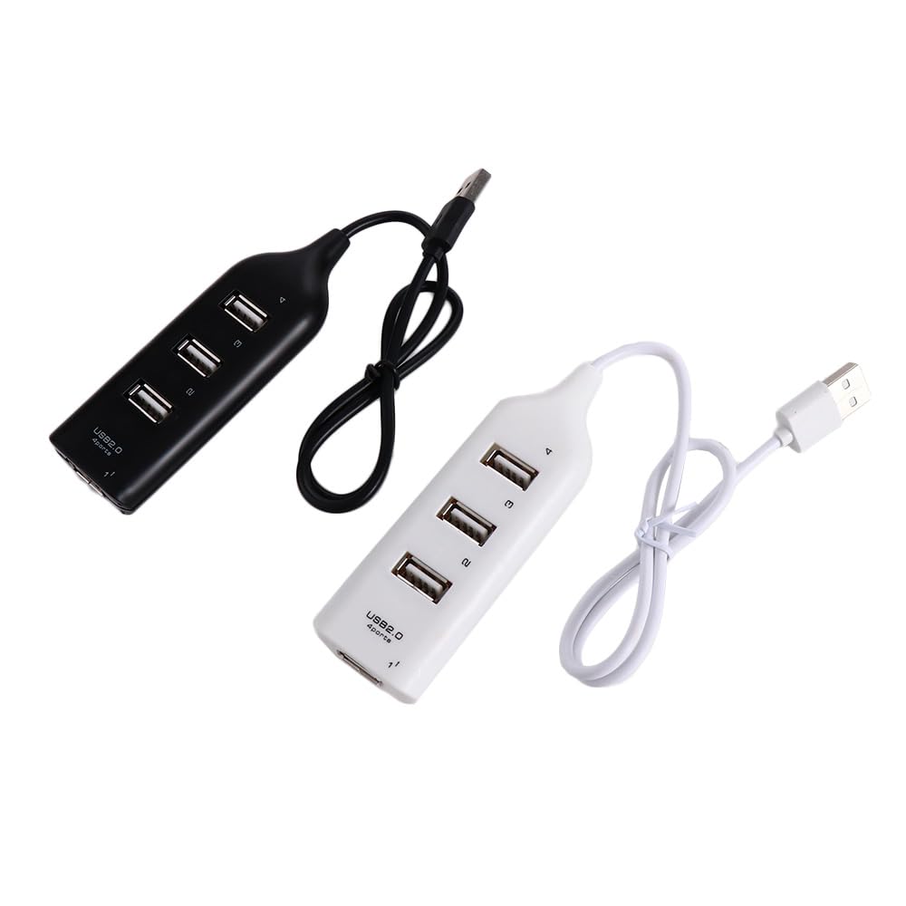 Photo 1 of Vctitil 2pcs 4 Port USB 2.0 Hub Mini 4 Port Power Adapter USB Splitter Computer Accessories 4-Port Notebook Receiver Multiple Expander(Black&White)