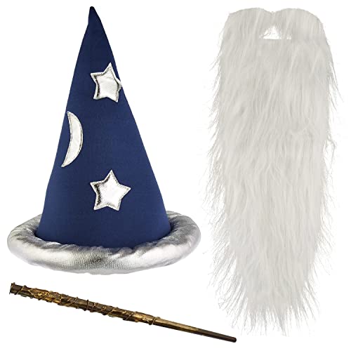 Classic Wizard Halloween Costume Accessory Kit Includes Magical Hat