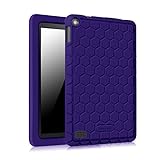 Fintie Silicone Case for Fire 7 2015 - [Honey Comb Series] Light Weight [Anti Slip] Shock Proof Protective Cover [Kids Friendly] for Amazon Fire 7 Tablet (Fire 7
