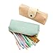 Mikey Store Vintage Leather Pencil case school Pencil Bag Stationery School Supplies BU (Blue)