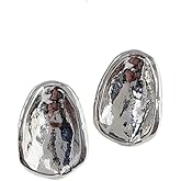 UELSTA Fluid Form Stud Earrings for Women Sustainable 14K Gold/White Gold Real-Gold-Plated Recycled Brass Hypoallergenic 925 Sterling Silver Posts PVD Coated Modern Ethical Craft Jewelry