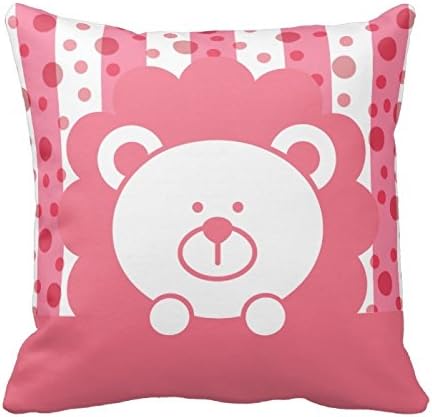Kids Toy Lion Stripes Polka Dots Pink Pillows 20 X 20 Two Sides Bedding Home Decoration Square Throw Pillow Case Decorative Cushion Cover Pillowcase