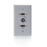 C2G 41034 HDMI, VGA and 3.5mm Audio Pass Through Single Gang Wall Plate, Brushed Aluminum