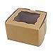 Spec101 Brown Bakery Boxes with Window, 25pk - 4in x 4in Cake Boxes, Party Favor Boxes, Candy Boxes, Dessert Boxes