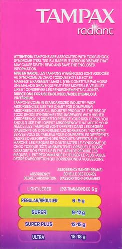 TAMPAX RADIANT TAMPONS TRIO PACK REGULAR/SUPER/SUPER PLUS ABSORBENCY, UNSCENTED, 28 COUNT