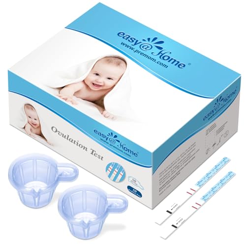 Easy@Home Ovulation Test Predictor Kit : Accurate Fertility Test for Women (Width of 5mm), Fertility Monitor Test Strips, 50 LH Strips with 50 Urine Cups