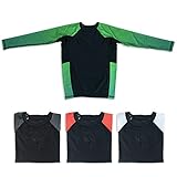 Sanabul Kids Essentials Long Sleeve Compression Training Rash Guard for MMA BJJ Wrestling (Green, XL)
