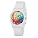 ZEIGER KW024 Kids Children Young Teen Girls Women Watch with Cool Starry Dial Silicon Band (White)