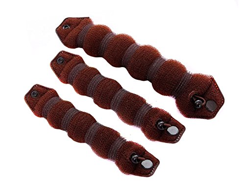 Women Lady Girls Magic Hair Styler Hair Twist Buds Sponge Hot Hair Donut Bun Ring Styling Maker (1 large+2 small) (Brown)