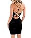 Doramode Women Tight Black Dress Sleeveless Backless Velvet Sexy Short Club Skirt Vegas Dress Black S