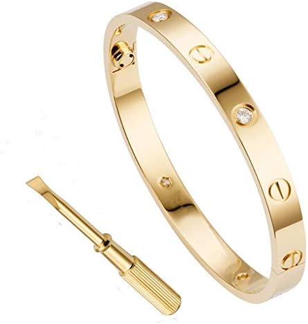 QUEEN JULIA Gold Bracelets for Women Couples Bracelets Titanium Steel Love Bracelet Buckle Pulseras de Mujer Valentines Wedding Couples Buckle Bracelet for Lover