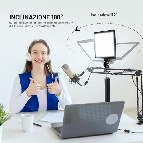 NEEWER 9" LED Panel Light, Dimming Lights for DSLR Camera with Mini Tripod, 4000mAh Battery, USB Type C Ports, 3200K~5600K CRI95+ 600Lux for Photography, Video, Streaming, NL-116AI