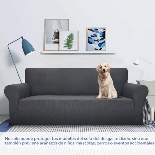 MAXIJIN Super Stretch Sofa Cover for 3 Seater, 1 Piece Universal Jacquard Spandex, Pet Friendly Protector (3 Seater, Dark Grey)