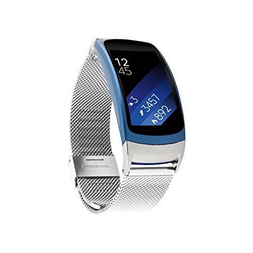 Gear fit 2 Replacement Band,DAYJOY Premium Stainless Steel Milanese mesh Style with buckle Closure Clasp Watch Strap Adjustbable Bracelet Wrist Band for Samsung Gear fit 2 fit2 SM-R360(SILVER)