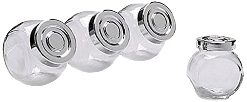 PACK OF 8 GLASS JAR SET DESIGN KITCHEN STORAGE HERBS SPICES SWEETS