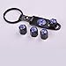 Set of 4 Car Tire Valve Stem Air Caps Cover + Keychain For Subaru Blue