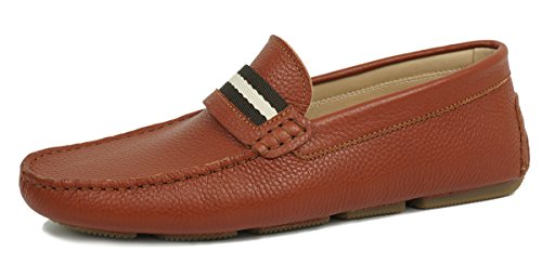 Lifalin Men's Moccasins Hand-Made Slip-on Loafer Shoe Tan US 7