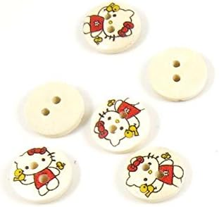 10 Pieces Sewing Buttons 1416 Hello Kitty Yellow Round Handmade Cute Scrapbook Boutons Fasteners Notions Wood Sew On