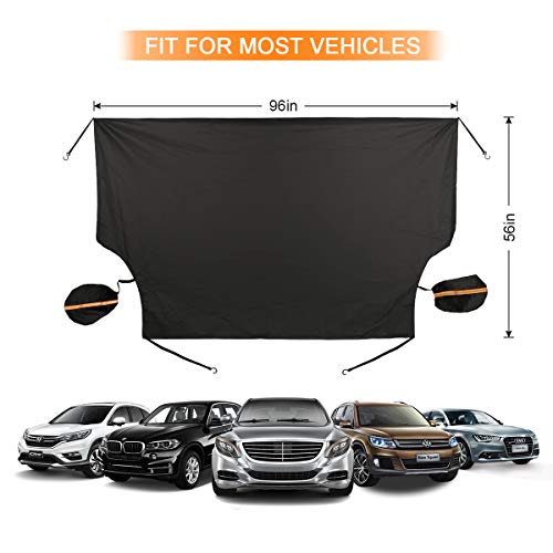 ORFORD Car Windshield Snow Cover for Snow, Ice, Frost, UV Full Protection, Winter Windshield Wiper Blade Cover for Cars Trucks Vans and SUVs with an Ice Scraper