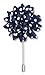 Men's Lapel Flower Handmade Boutonniere Pin for Suit - Polka Dot Mums (Navy Blue)