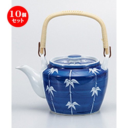 10個セットゴス笹6号土瓶 ［ 14 x 10.5cm  1000cc ］ 【 有田焼土瓶 】 【 料亭 旅館 和食器 飲食店 業務用 】 B07BXBJN3X  